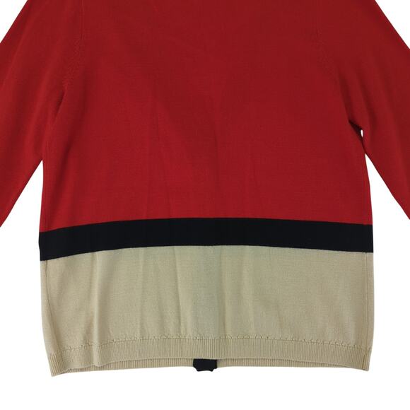 Kate Spade 100% Wool Cardigan Sweater Colorblock 3/4 Sleeve Medium Button V-neck - Picture 6 of 9